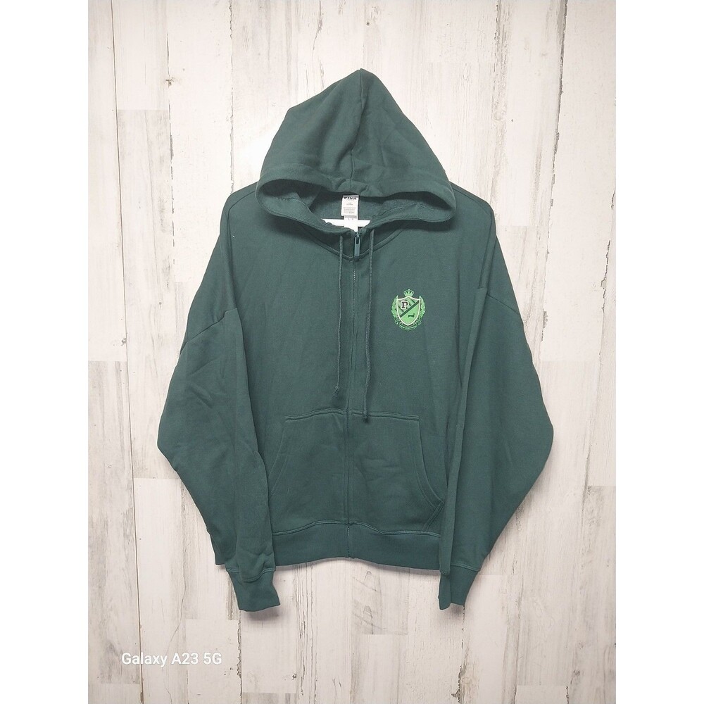 Victoria Secret  Ivy Fleece Full Zip Campus Hoodie Large Deep Forest Green